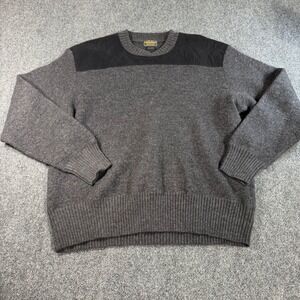 Woolrich Mens Charcoal Grey 100% Wool Quilted Shoulder Sweater XL 9433